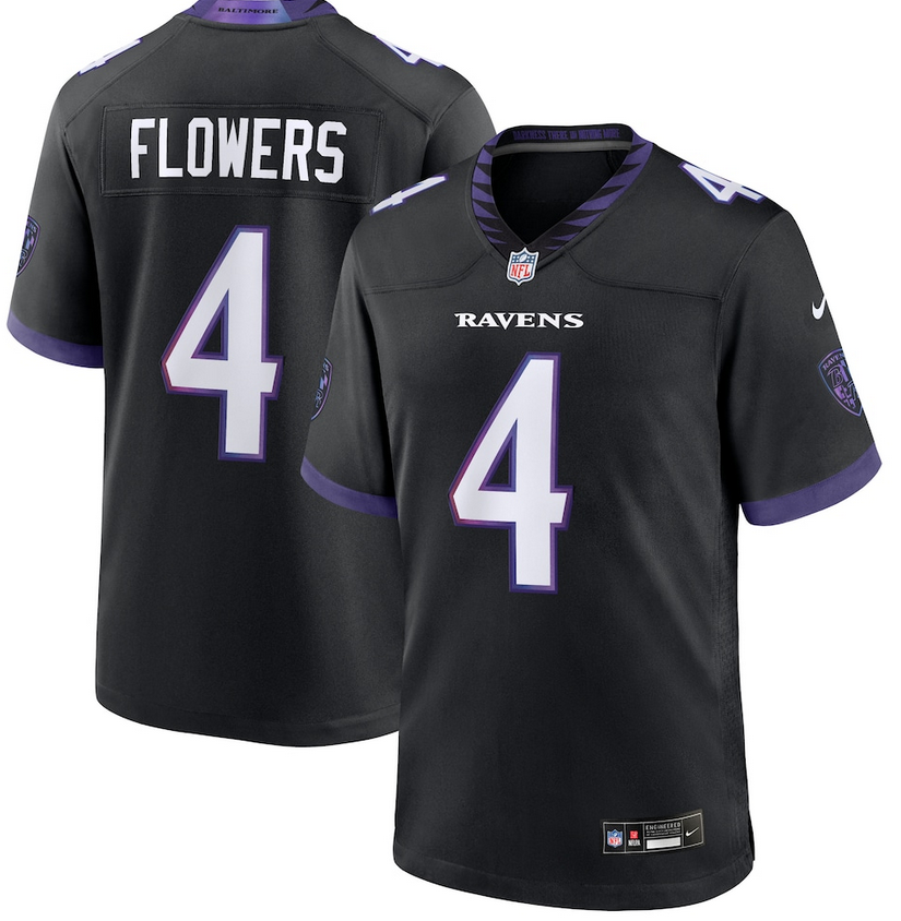 Men Baltimore Ravens #4 Flowers black Nike 2026 NFL Jersey 0522001